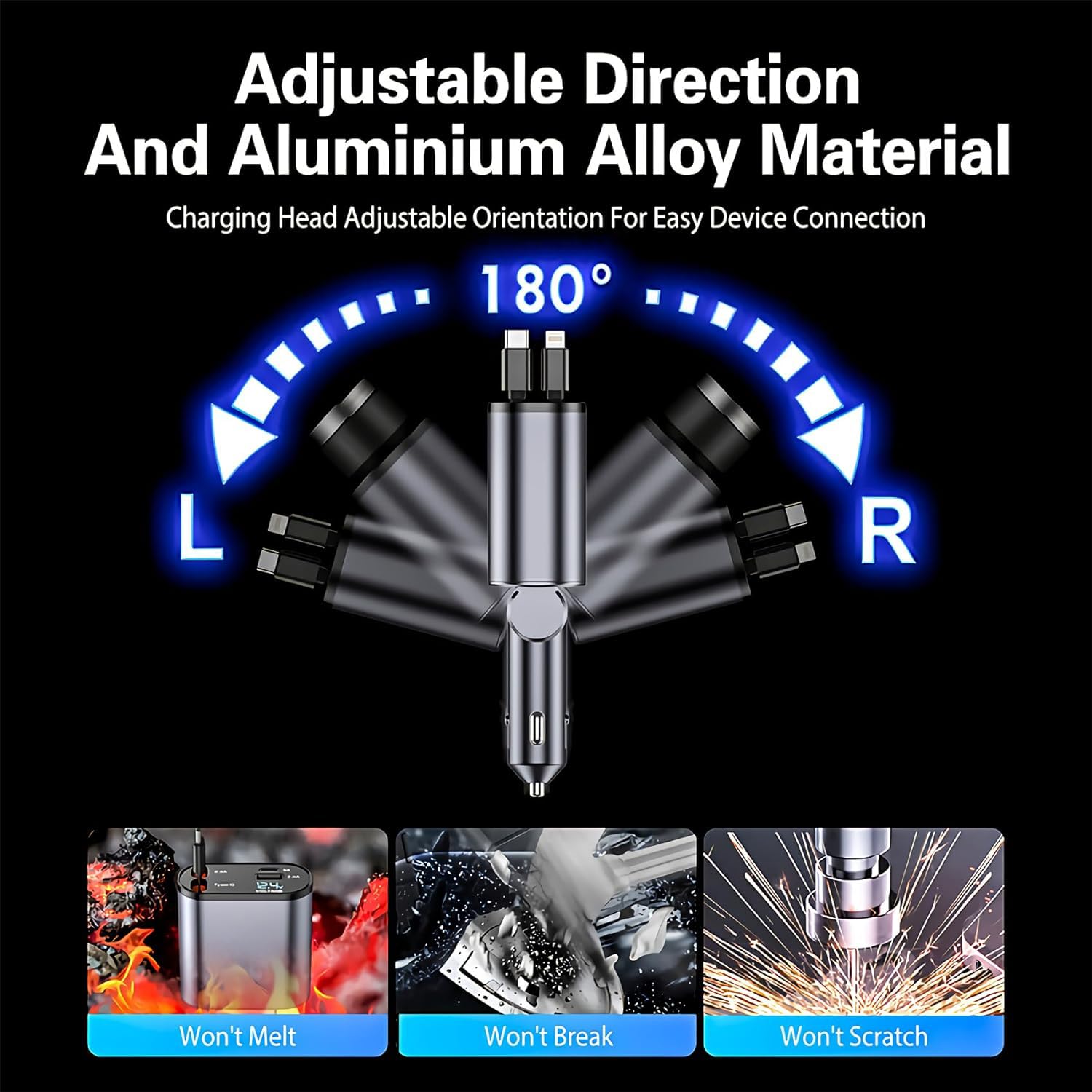 4 in 1 Retractable Car Charger